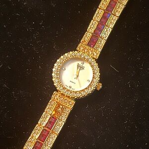 Vintage Park Lane gold wristwatch, genuine Swarovski crystals